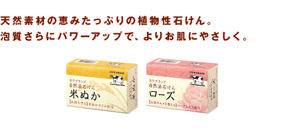 天然素材の恵みたっぷりの植物性石けん。泡質さらにパワーアップで、よりお肌にやさしく。